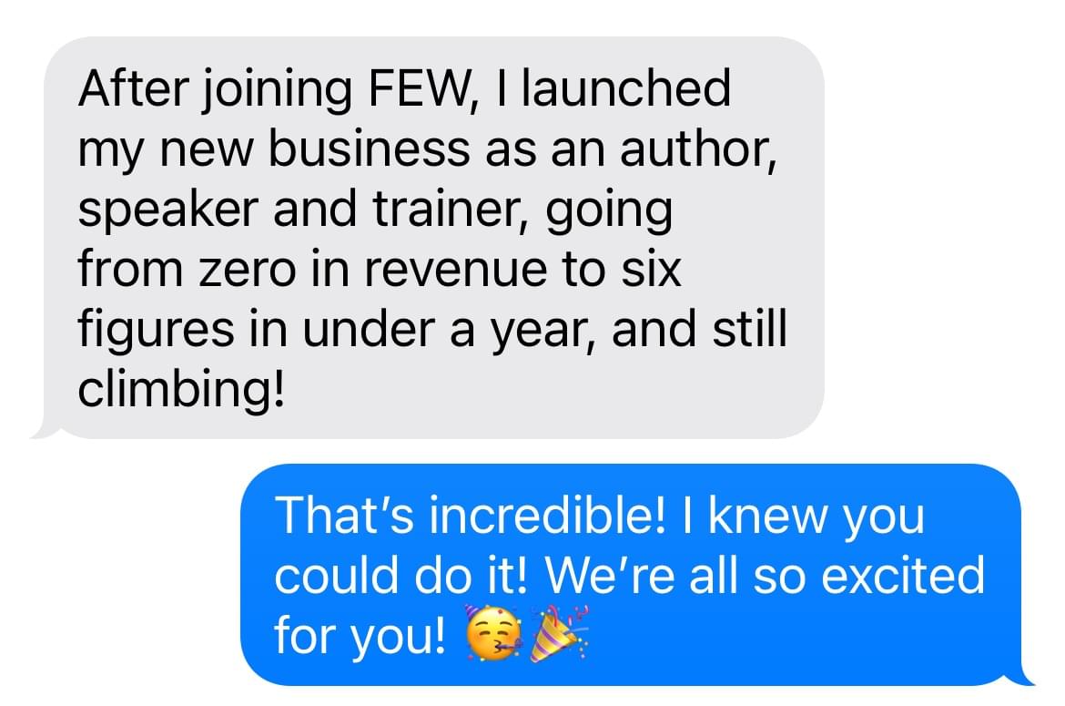 FEW, joining FEW, author, speaker, trainer, revenue